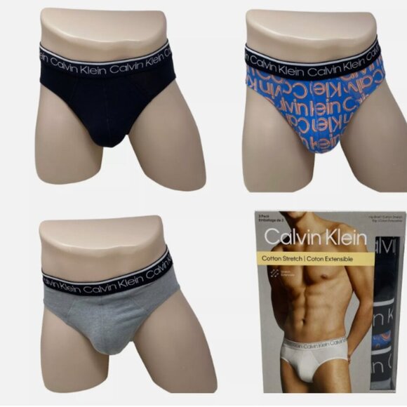 Calvin‎ Klein Men's Hip-Brief Cotton Stretch 3-Pack Sz XL NP24200-020 - Picture 1 of 8